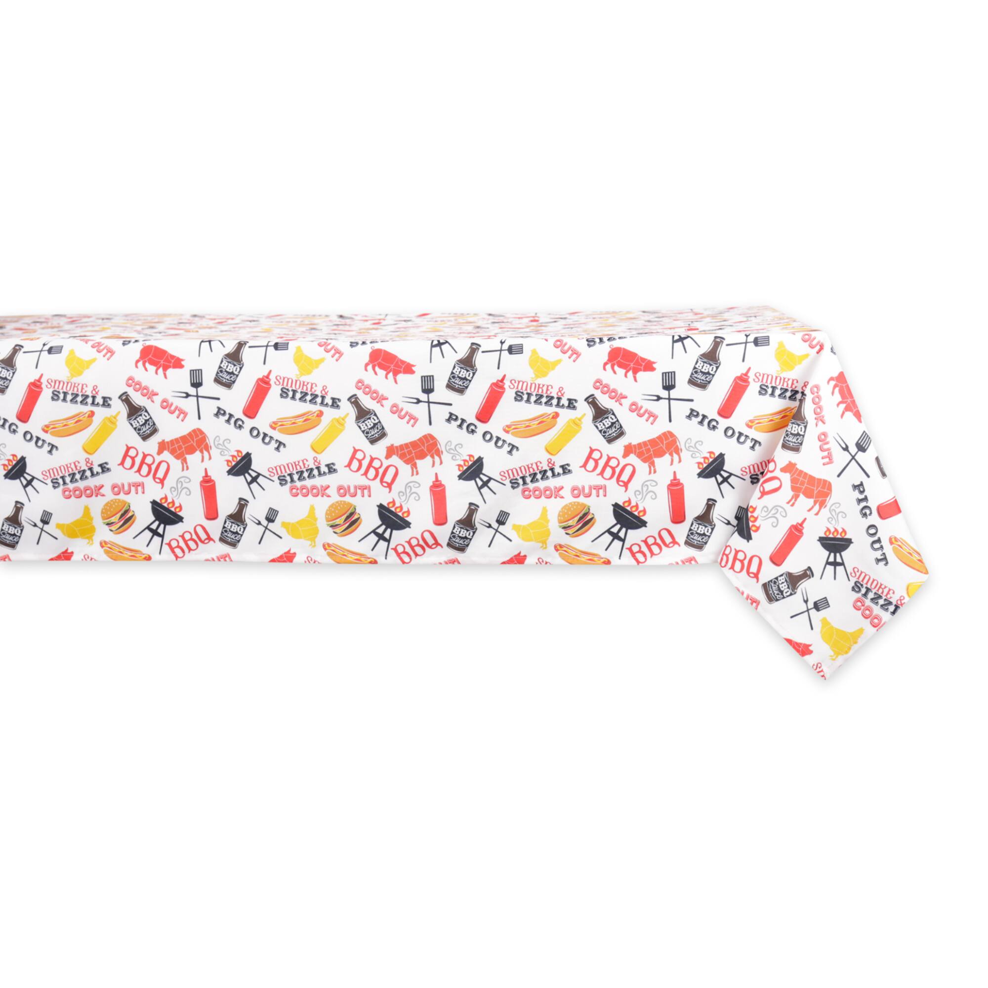 BBQ Fun Print Outdoor Tablecloth 60" x 120"